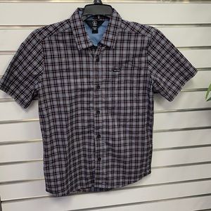 Volcom Black plaid button down shirt